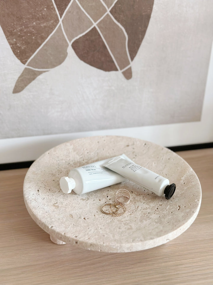 PRE-ORDER (9-15 May): Travertine Pedestal Round Tray