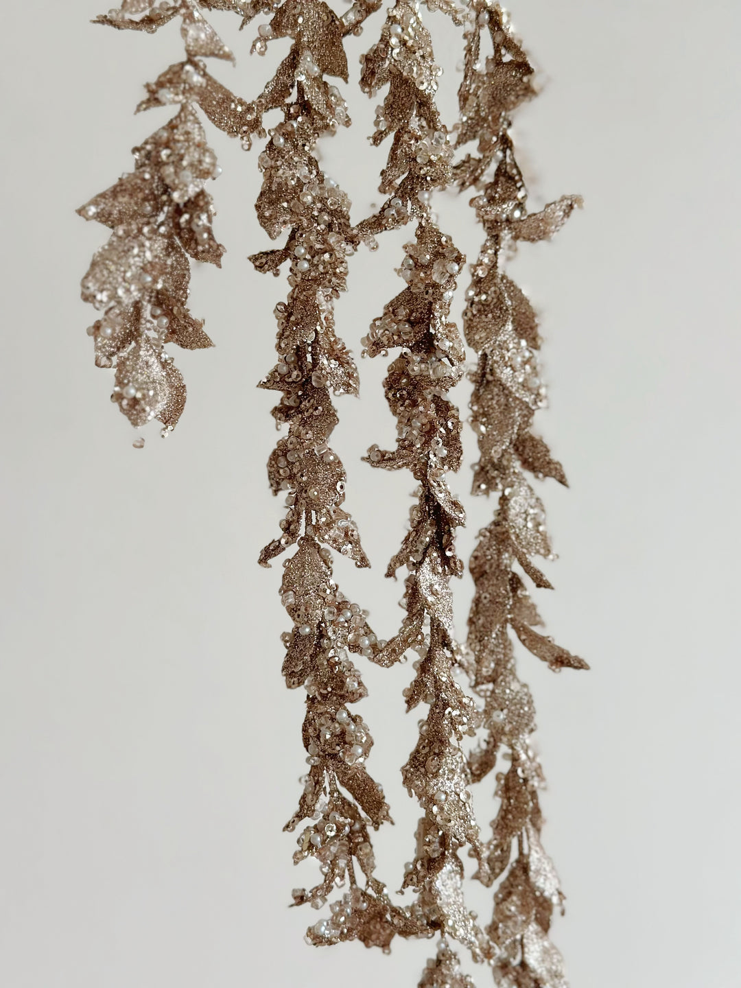Glittered Champagne Cascade Leaf Branch