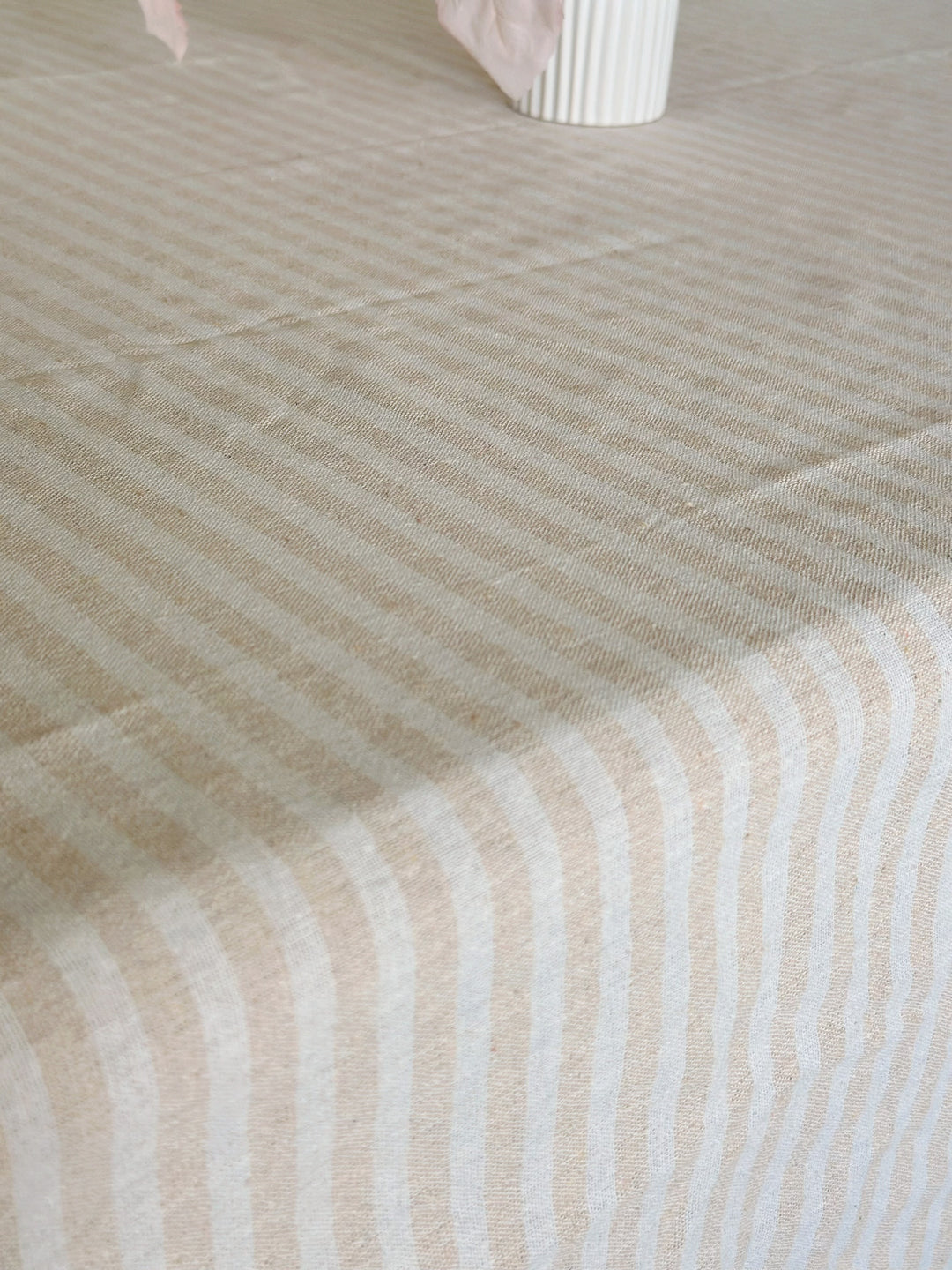 Latte Stripe Elegance Table Cloth