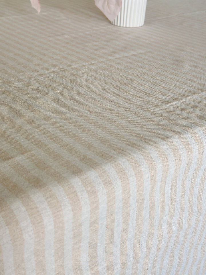 Latte Stripe Elegance Table Cloth