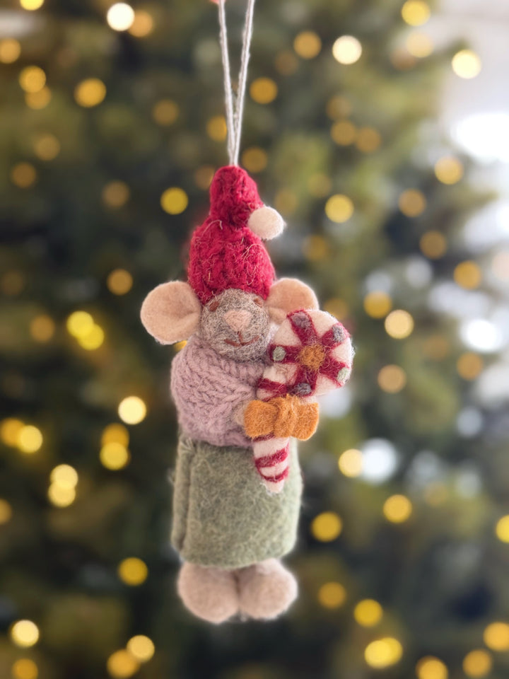 Lollipop Mouse Wool Felt Ornament