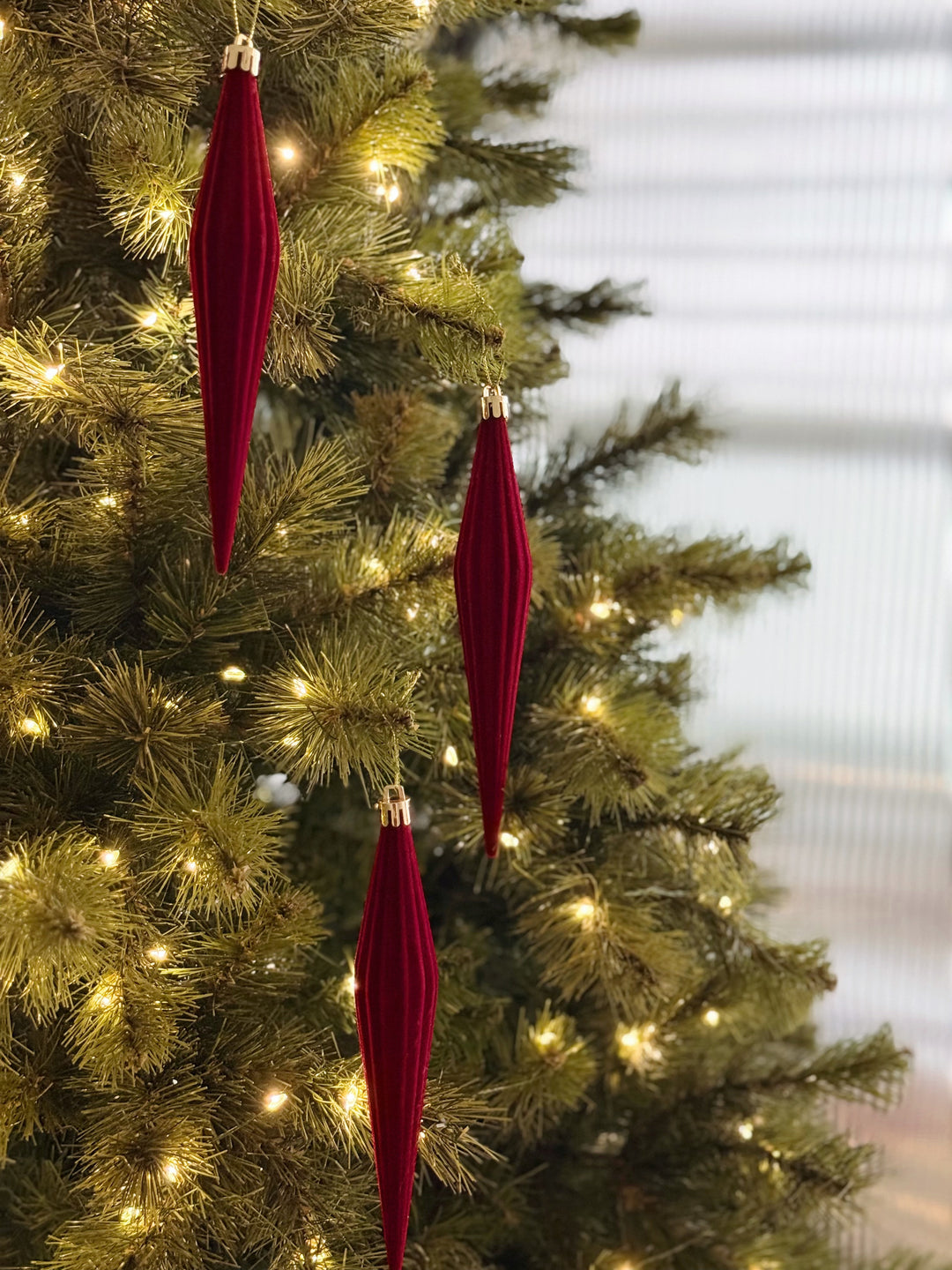 Ruby Elegance Velvet Icicle Ornaments (set of 6)