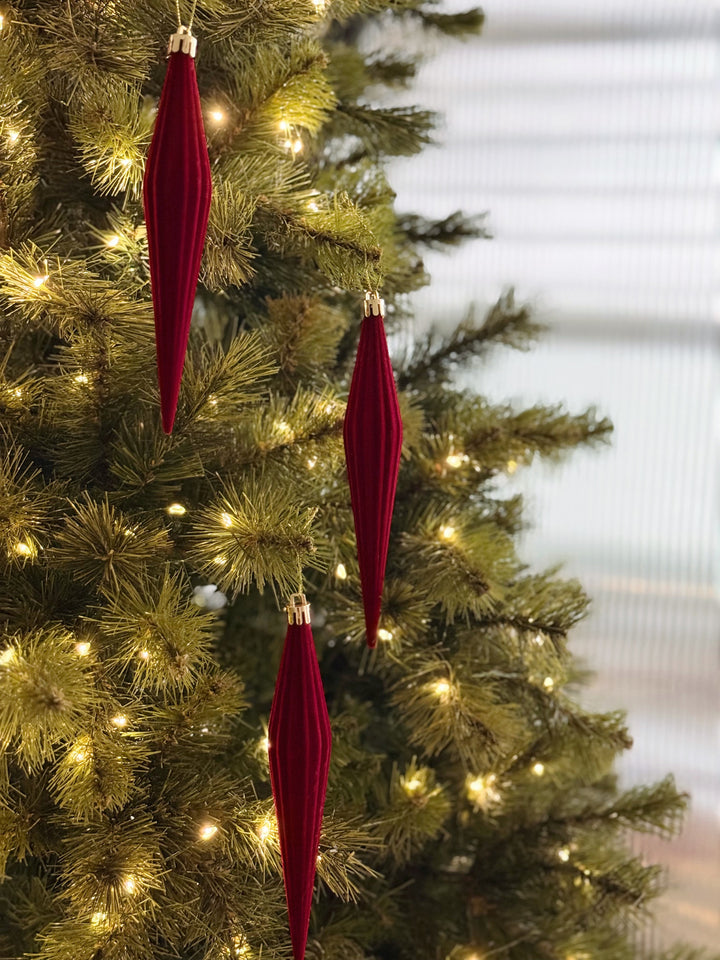 Ruby Elegance Velvet Icicle Ornaments (set of 6)