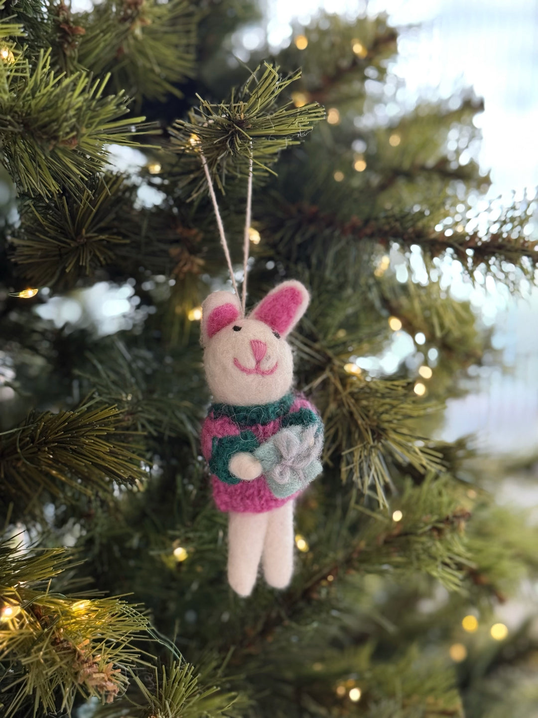 Rabbit with Gift Felt Ornament