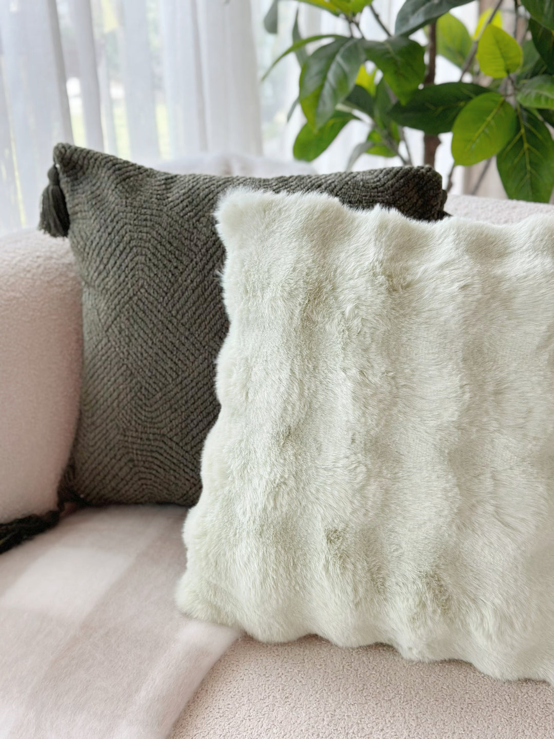 Sweet Pastel Mint Faux Mink Fur Cushion Cover