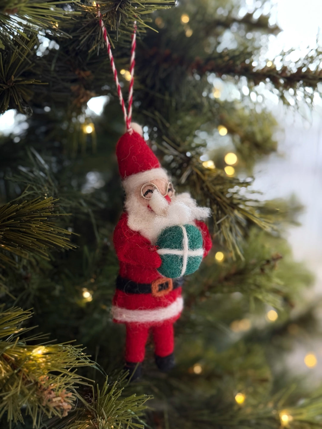 Santa with Gift Felt Ornament