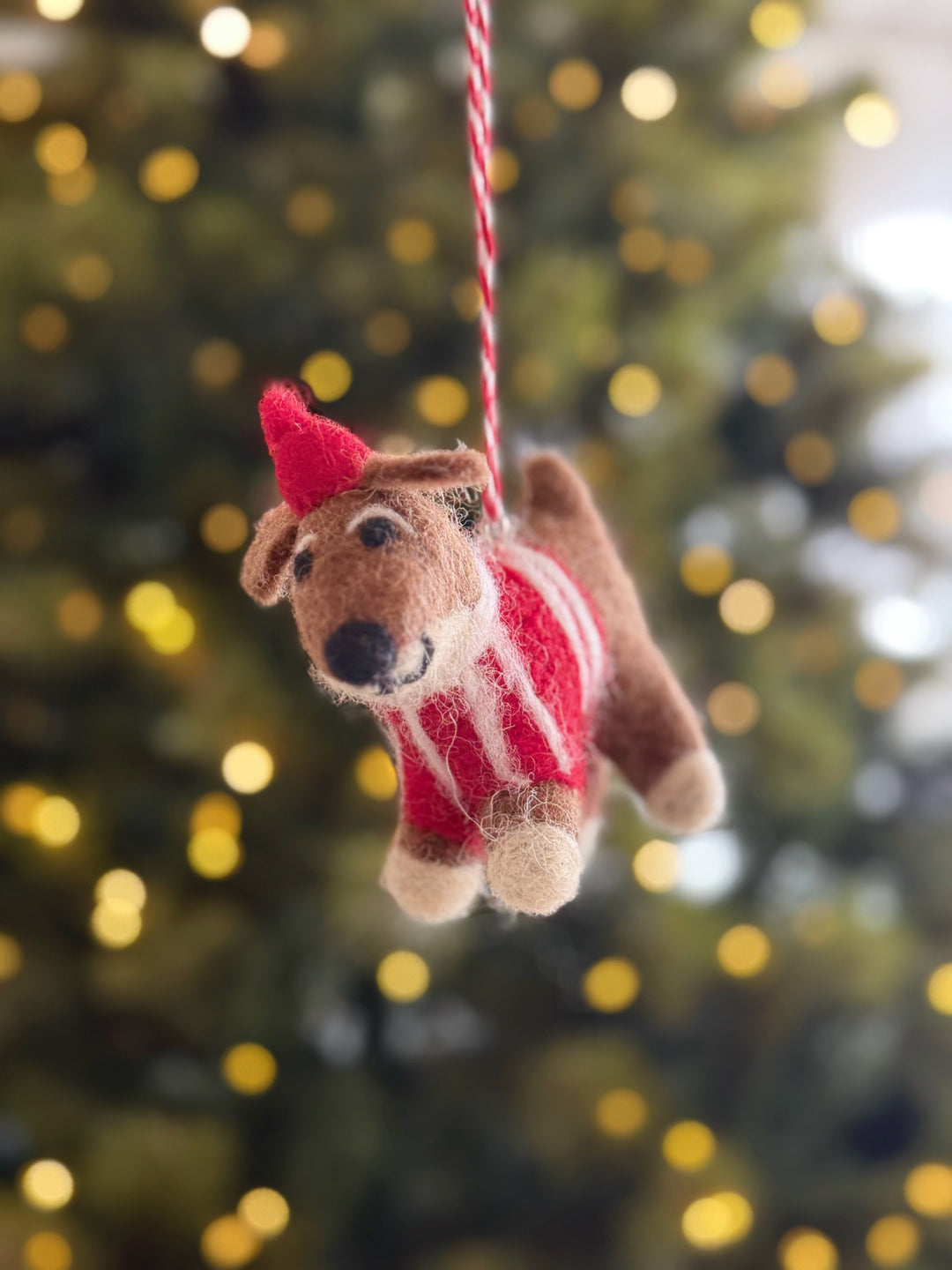 Santa Cape Pup Wool Felt Ornament