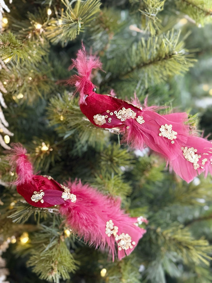 Crimson Luxe Tailfeather Bird Set (set of 2)