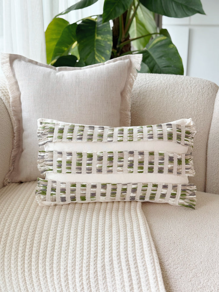 Verdant Loom Fringe Waist Cushion Cover