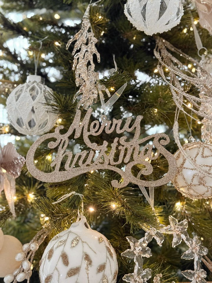 Champagne Luxe Merry Christmas Ornament