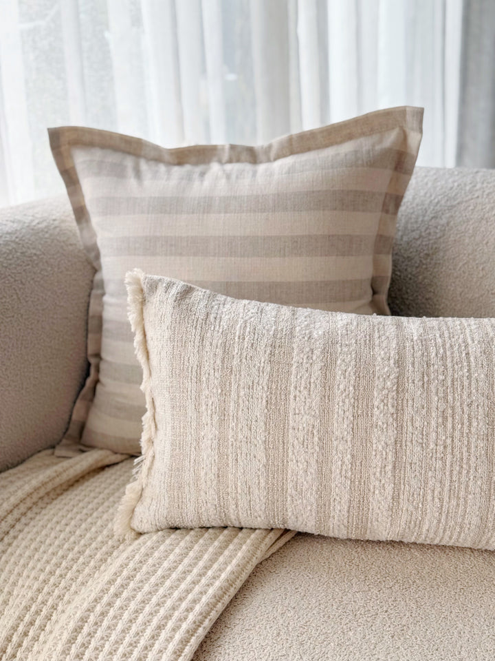 Ivory Fringe Texture Waist Cushion Cover