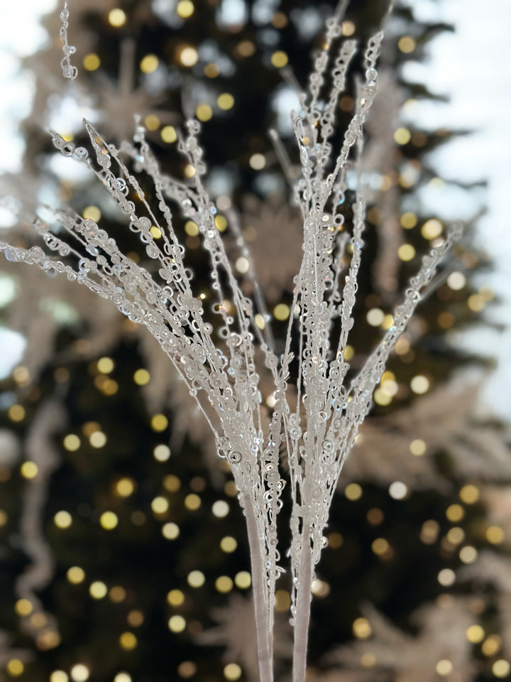 White Sparkly Sequin Beaded Branch (set of 2)