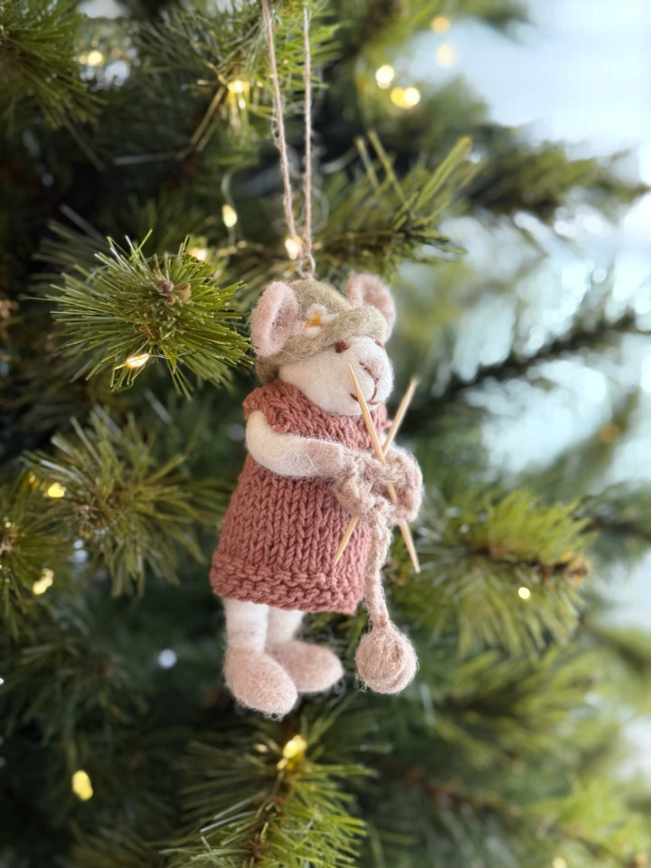 Little Knitter Mouse Ornament