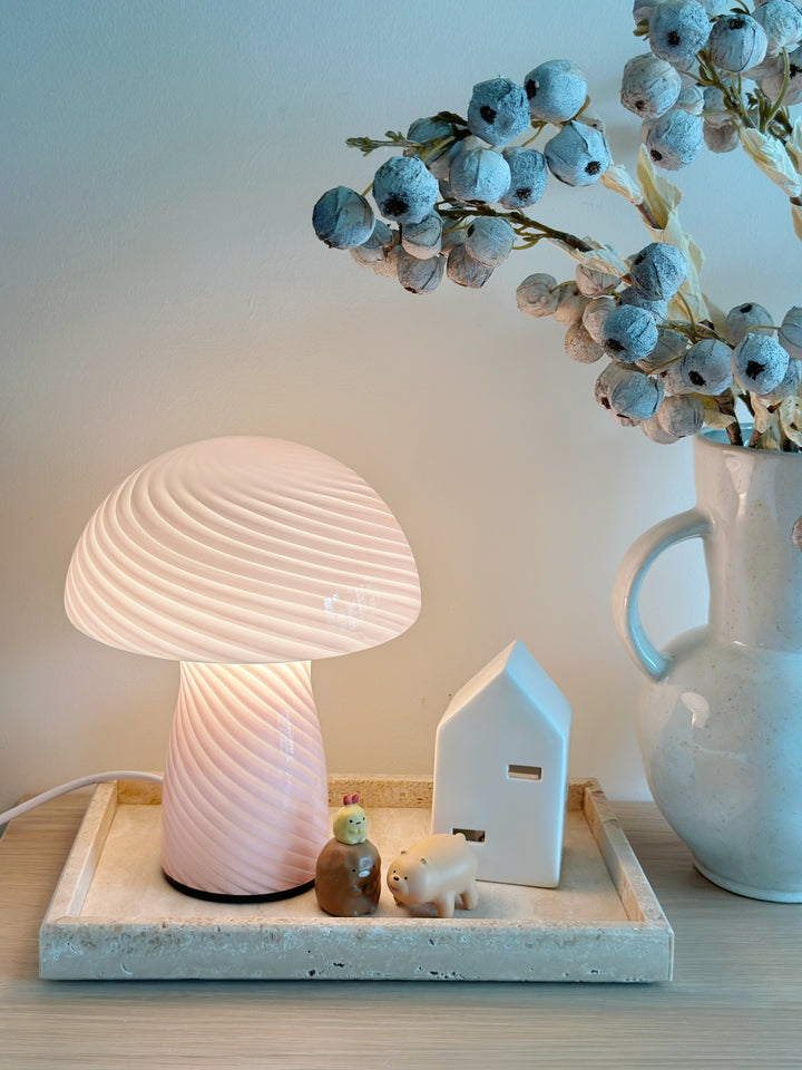 Serene Glow Blush Mushroom Table Lamp