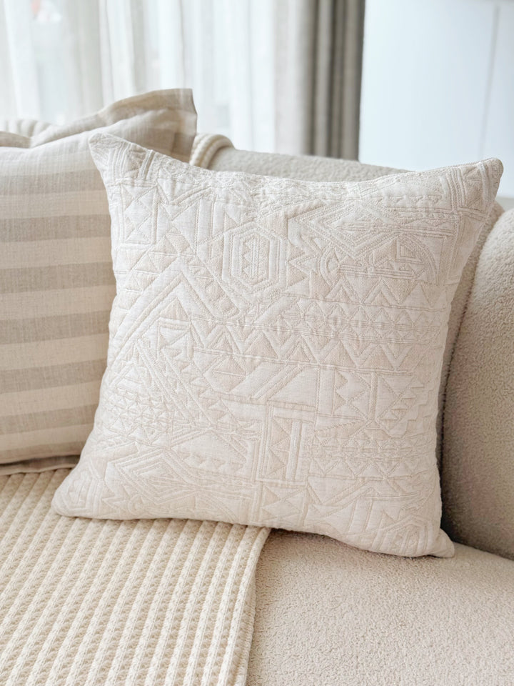 Ivory Etched Geometry Cushion Cover