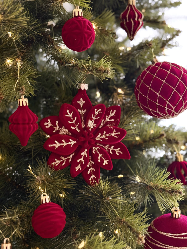 Ruby Wishes Velvet Christmas Ornament Set (set of 24)