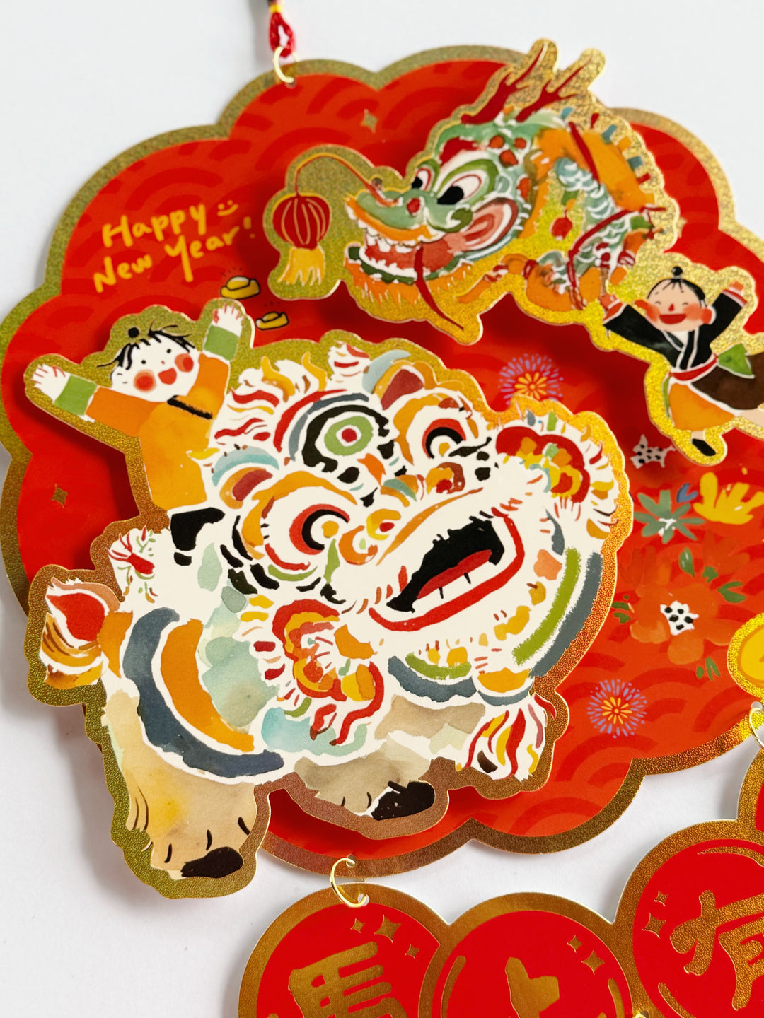 马上有钱 Prosperity Lion Dance Hanging Decor