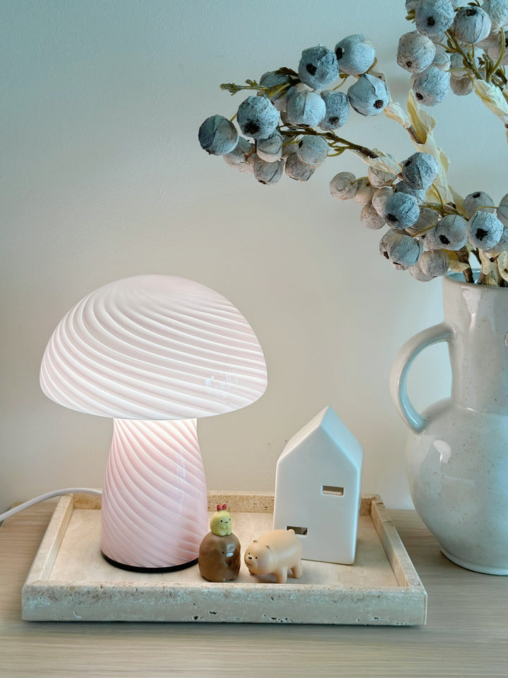 Serene Glow Blush Mushroom Table Lamp