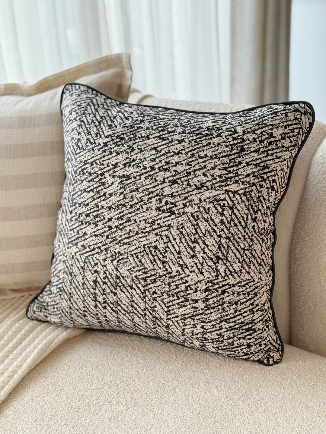 Monochrome Maze Cushion Cover