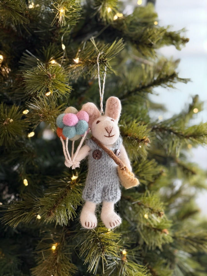 Bunny & Balloons Felt Ornament