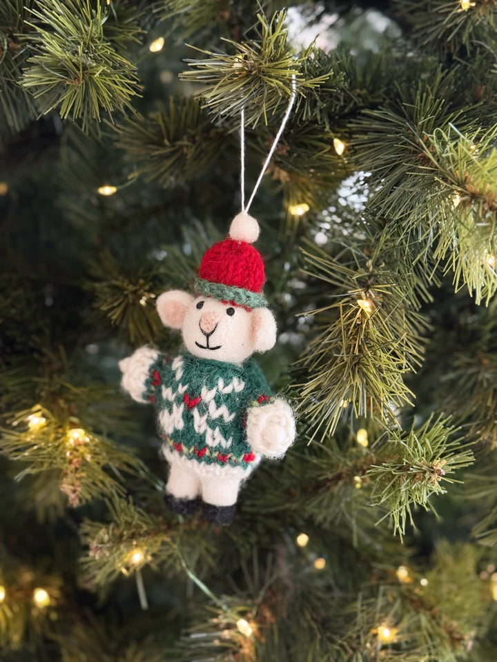 Mouse in Sweater Felt Ornament