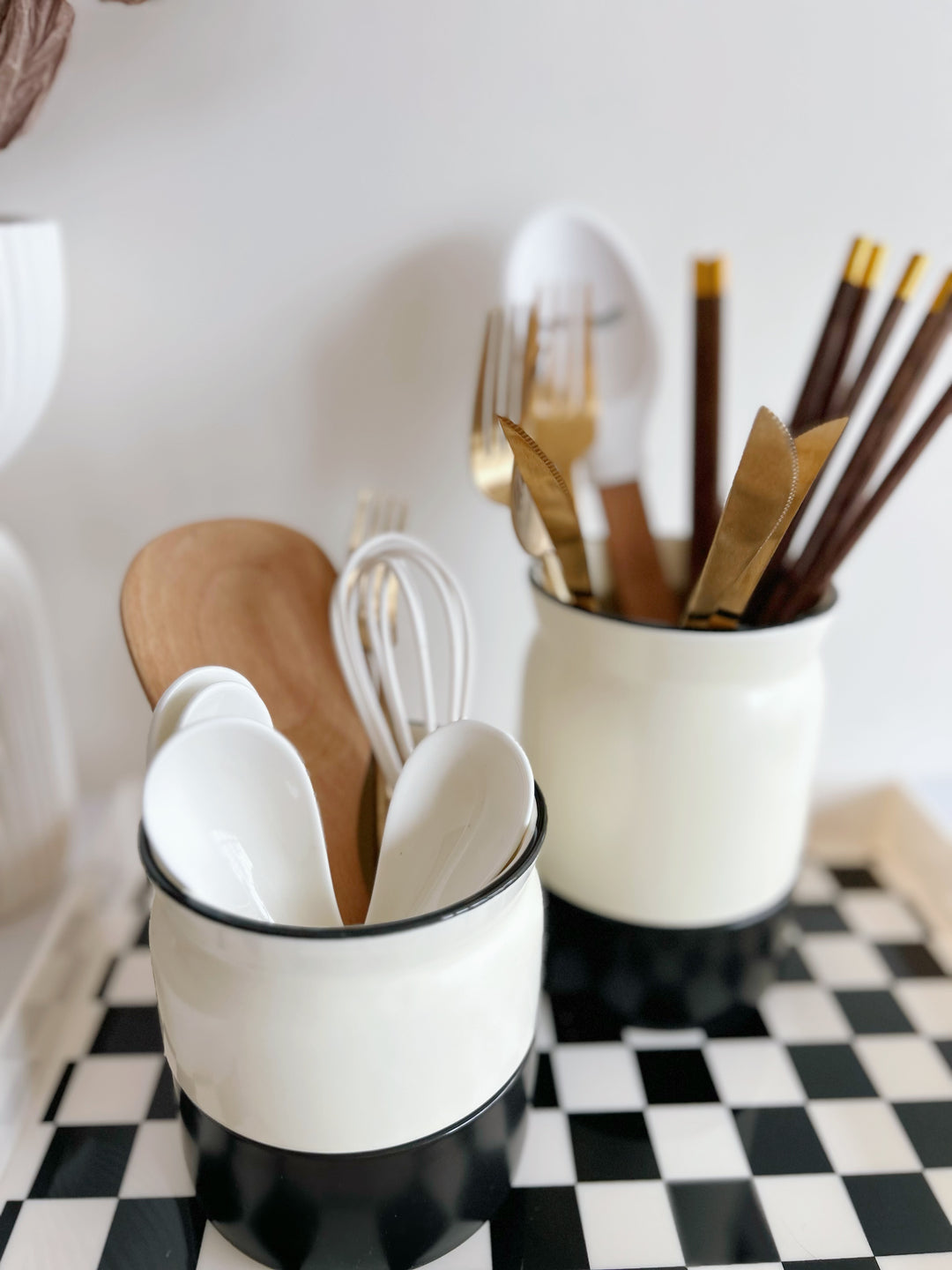 Minimalist Duo-Tone Porcelain Cutlery Jars (2 sizes)