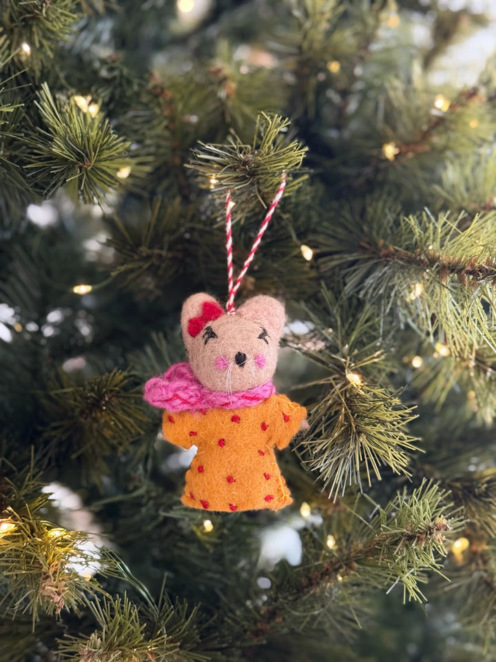 Cat in Dress Felt Ornament
