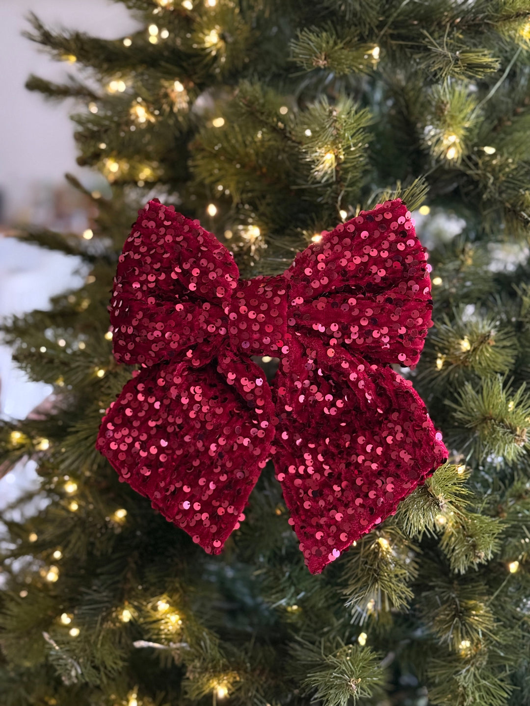 Crimson Sequin Bow