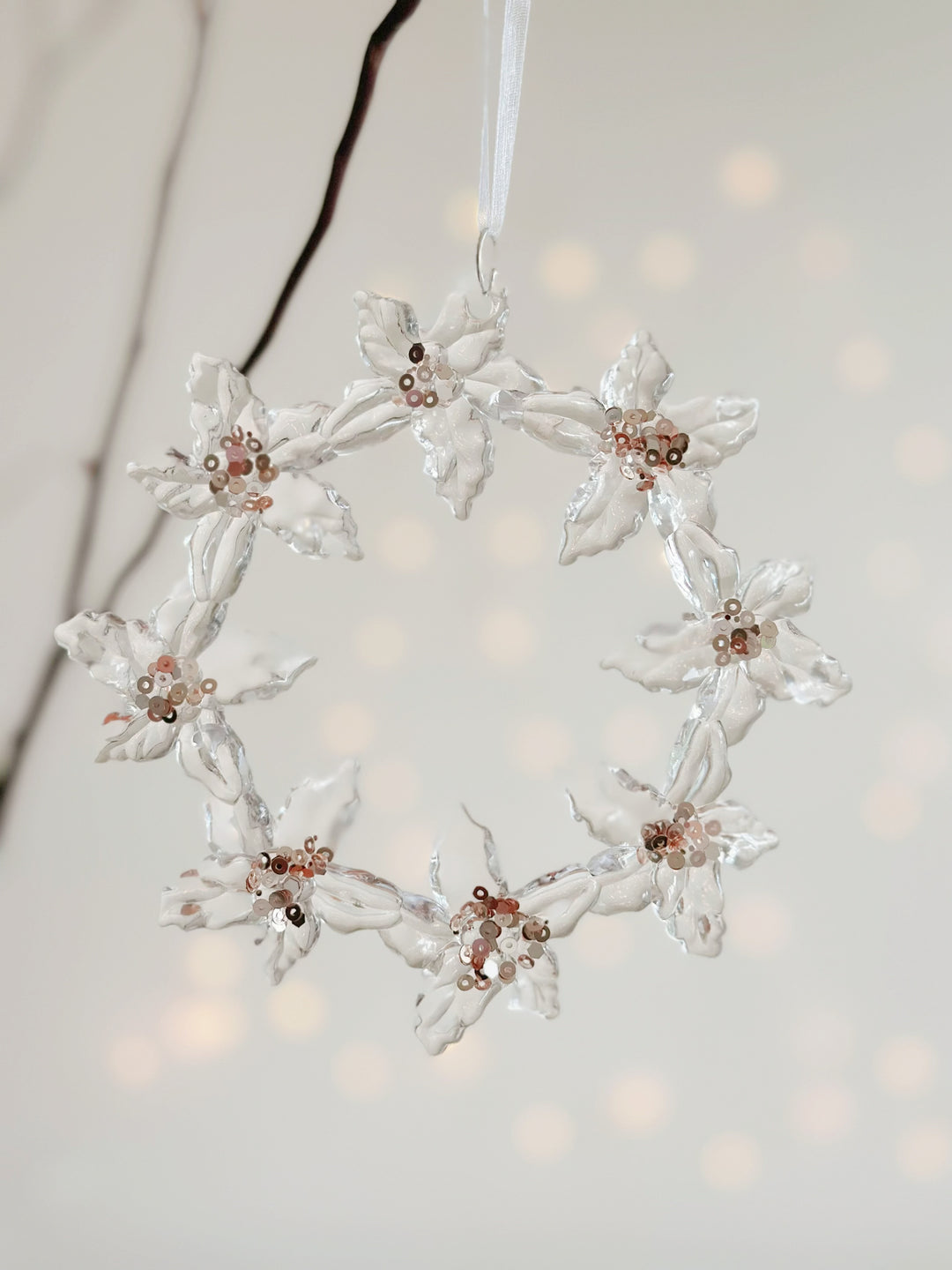 Glittering Floral Wreath Ornament