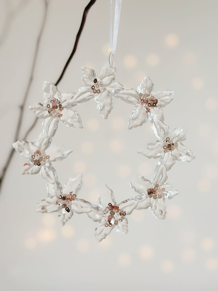 Glittering Floral Wreath Ornament