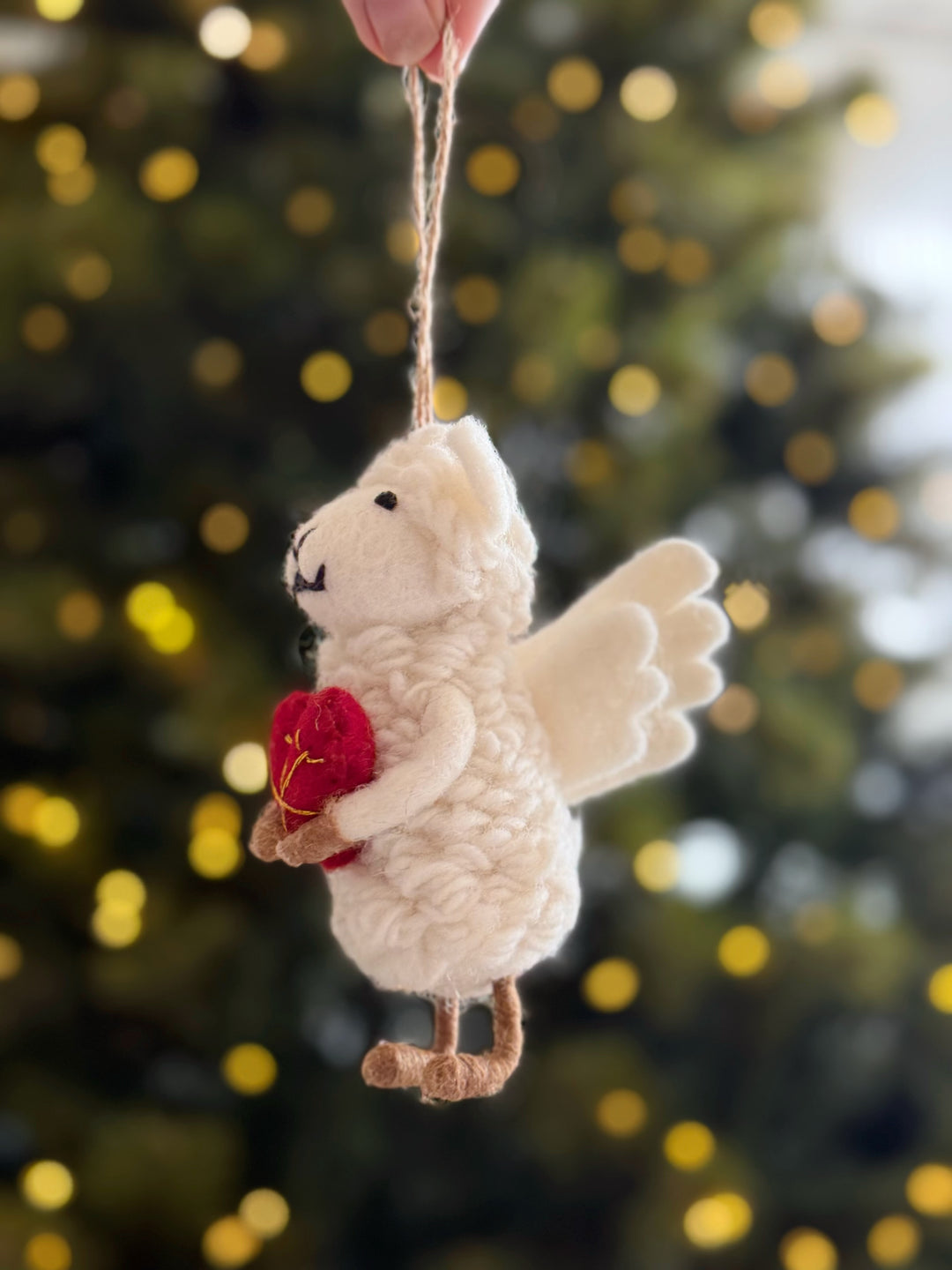 Sweetheart Angel Sheep Wool Felt Ornament
