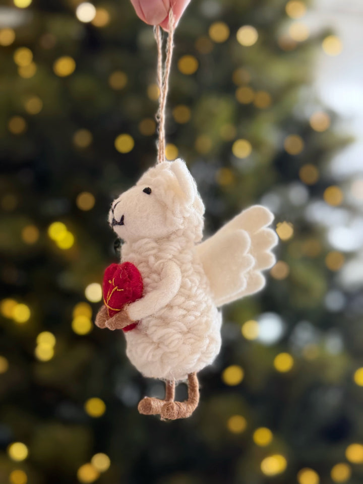 Sweetheart Angel Sheep Wool Felt Ornament