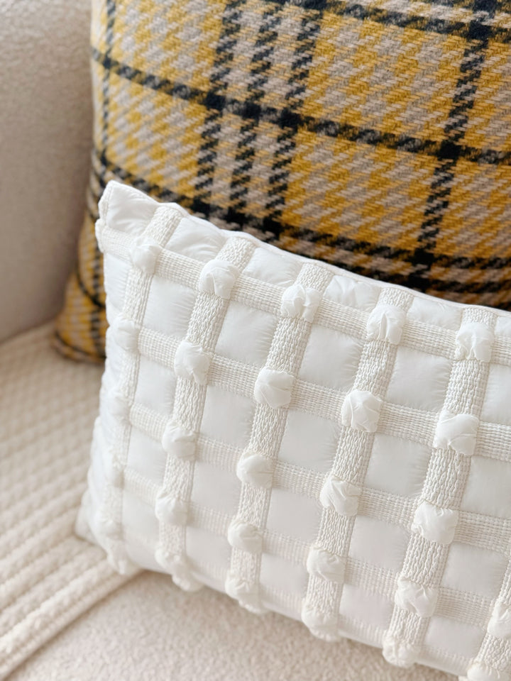 Bubble Grid Cream Waist Cushion Cover