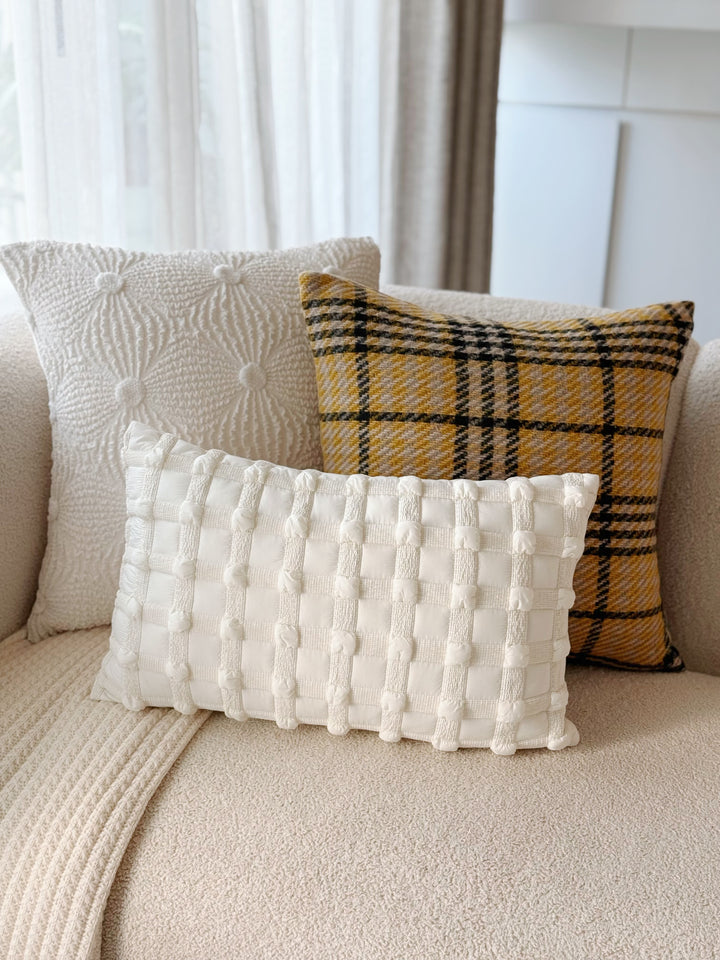 Bubble Grid Cream Waist Cushion Cover