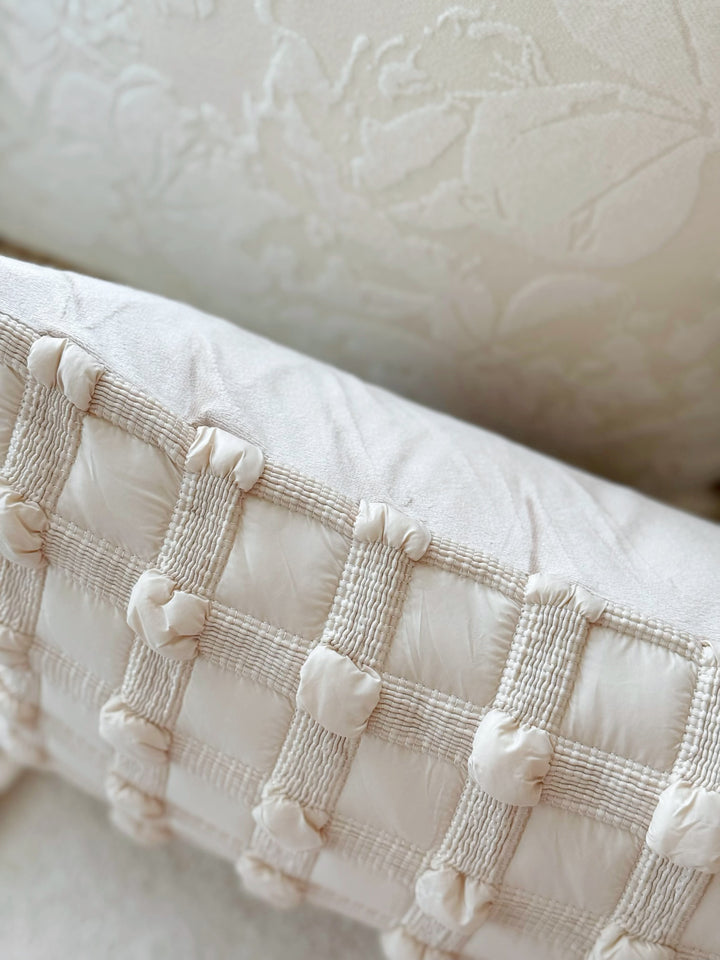 Bubble Grid Cream Latte Waist Cushion Cover