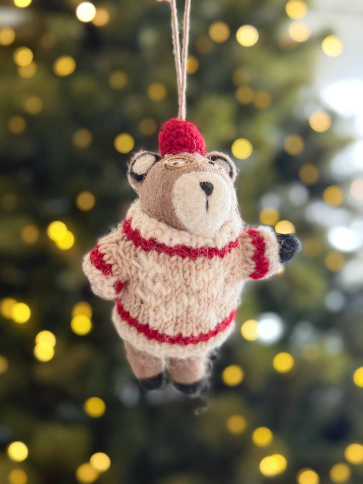 Cosy Jumper Bear Wool Felt Ornament