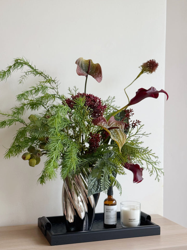 Evergreen & Merlot Harmony In The Vase Pot (1-sided)