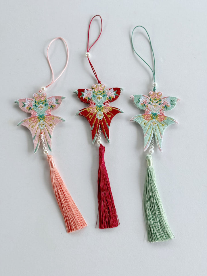 Flying Fortune Embroidered Kite Tassel Charm (3 colours)