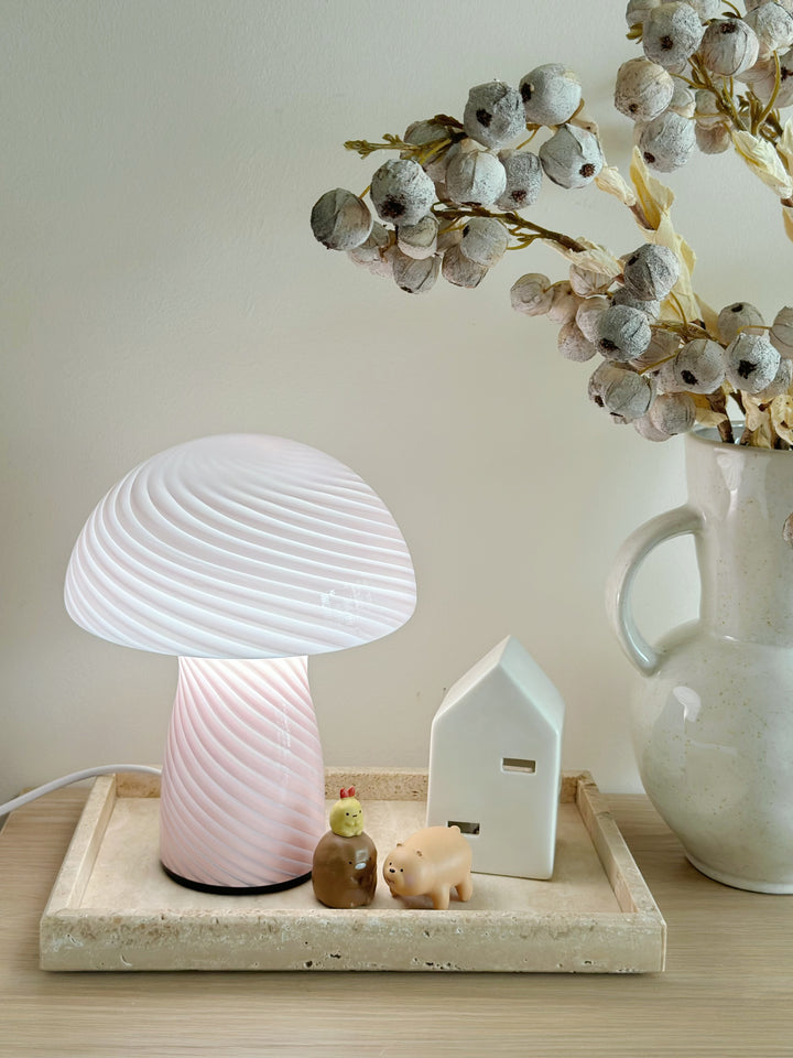 Serene Glow Blush Mushroom Table Lamp