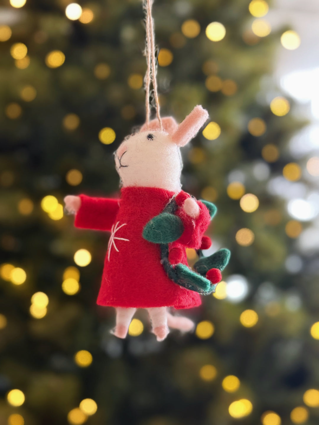 Berry Garland Mouse Felt Ornament