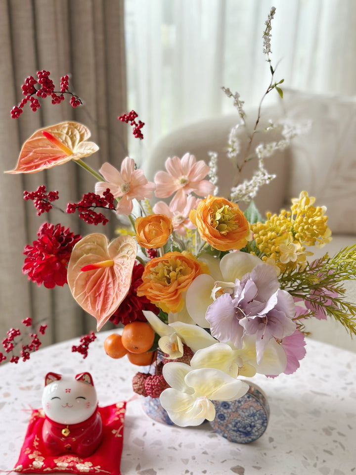 大吉大利 Golden Fortune Bloom Jar (1-sided)