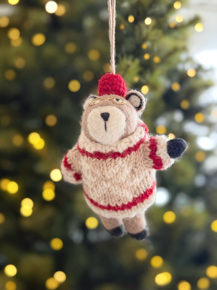 Cosy Jumper Bear Wool Felt Ornament