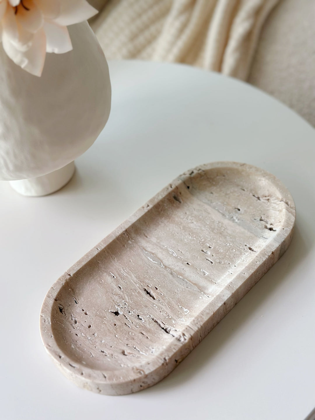 Timeless Oval Travertine Tray