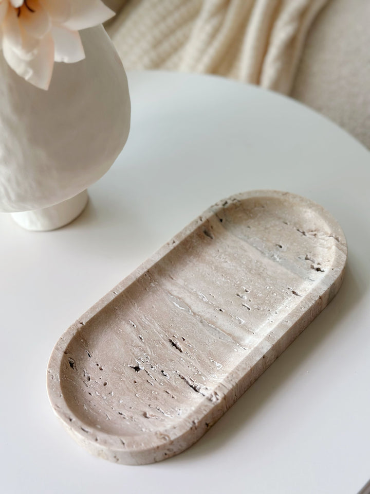 Timeless Oval Travertine Tray