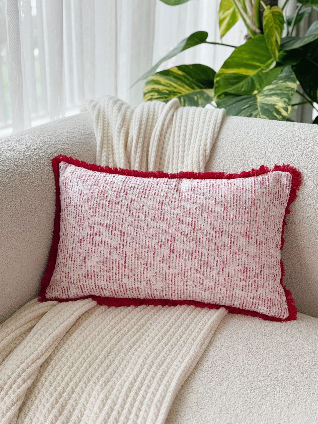 Blush Fleck Fringe Waist Cushion Cover