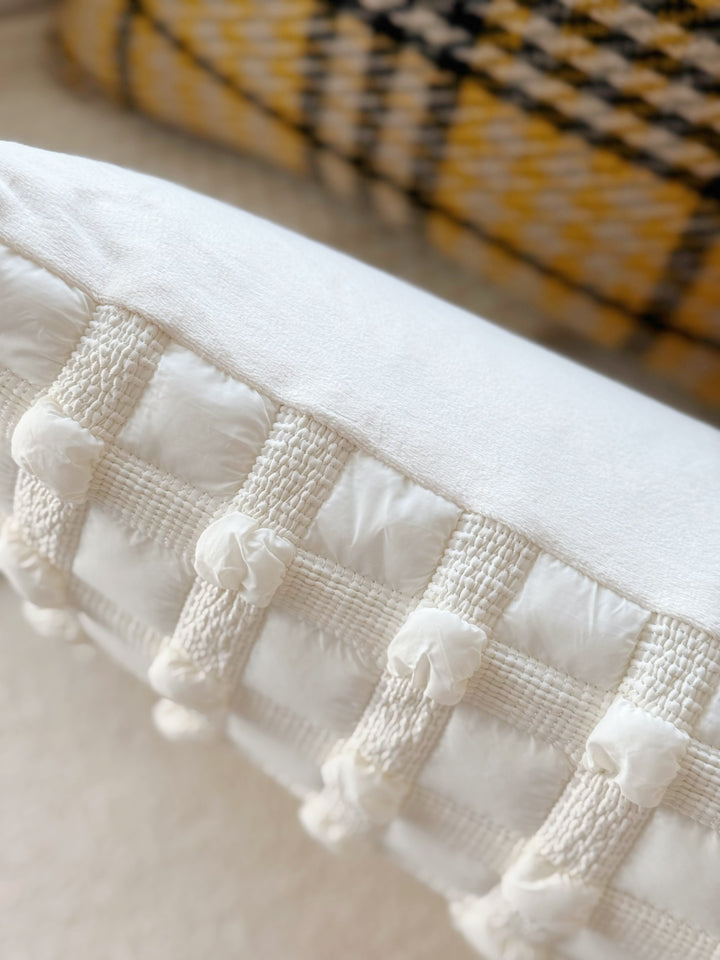 Bubble Grid Cream Waist Cushion Cover