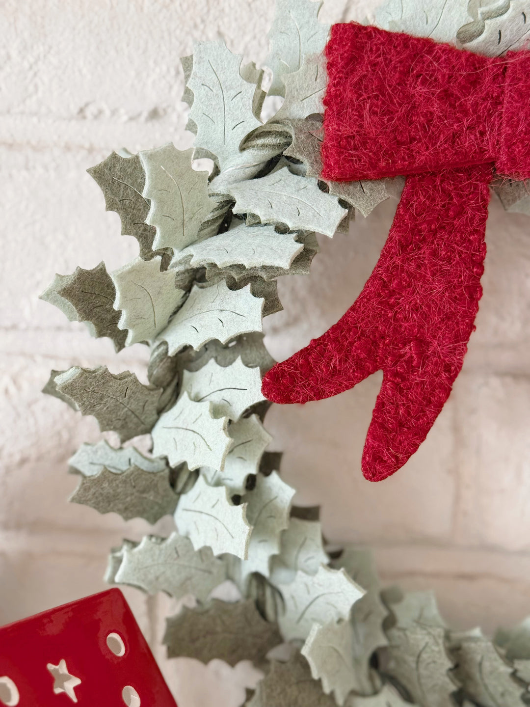 Holly Bow Christmas Wreath