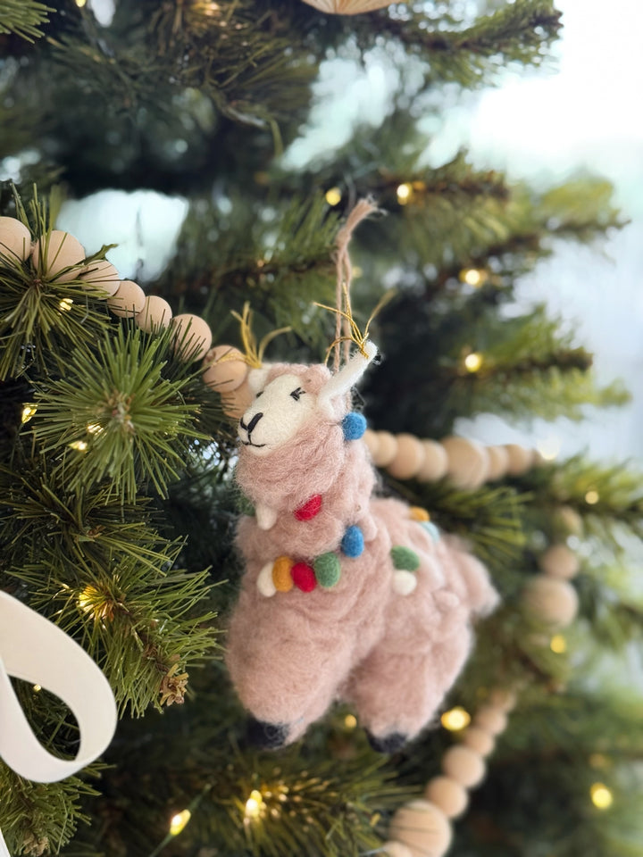 Pom Garland Llama Felt Ornament