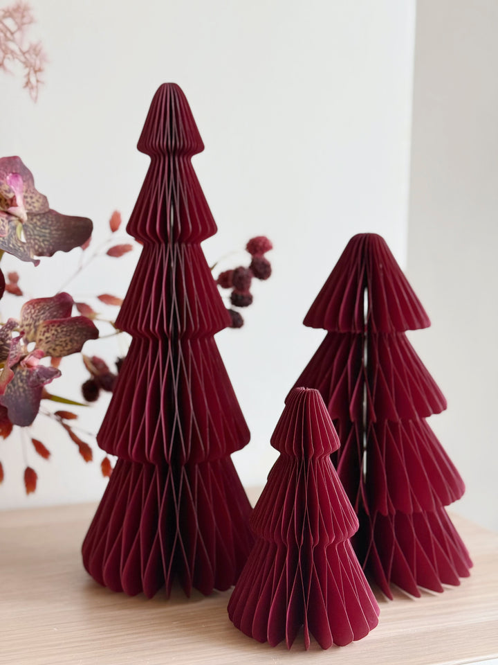 Cherry Wine Honeycomb Paper Trees (Set of 3)