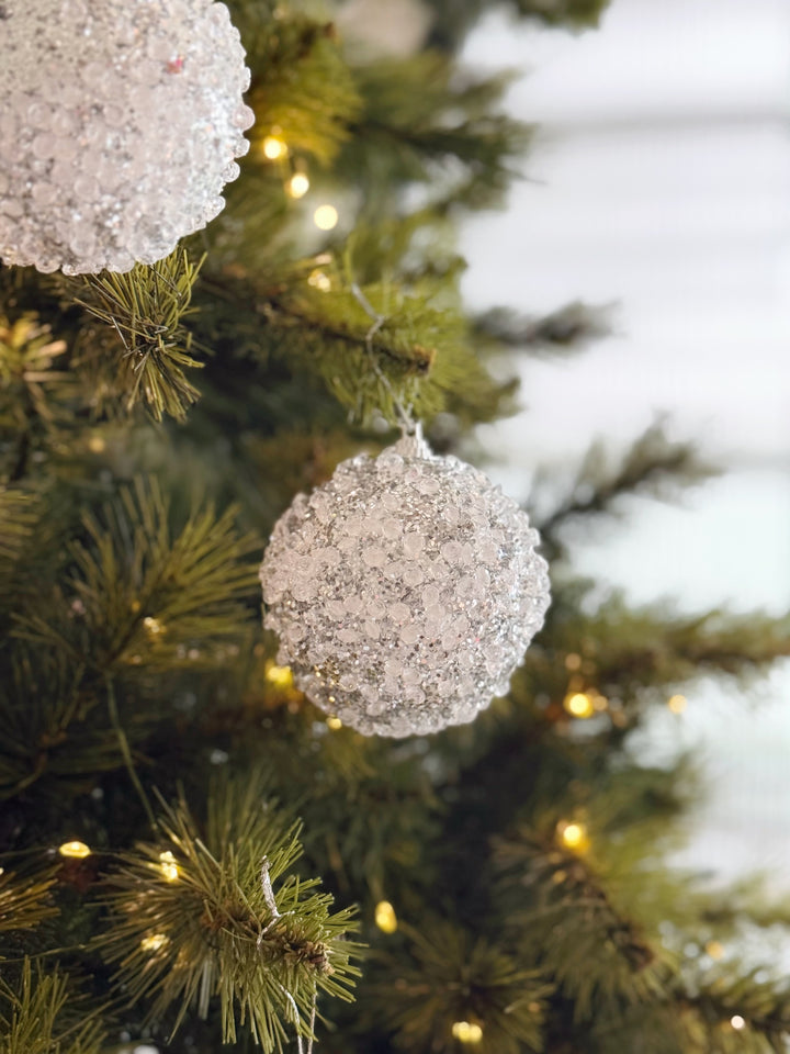 Sikver Sugar Sparkle 8cm Bauble Set (set of 4)
